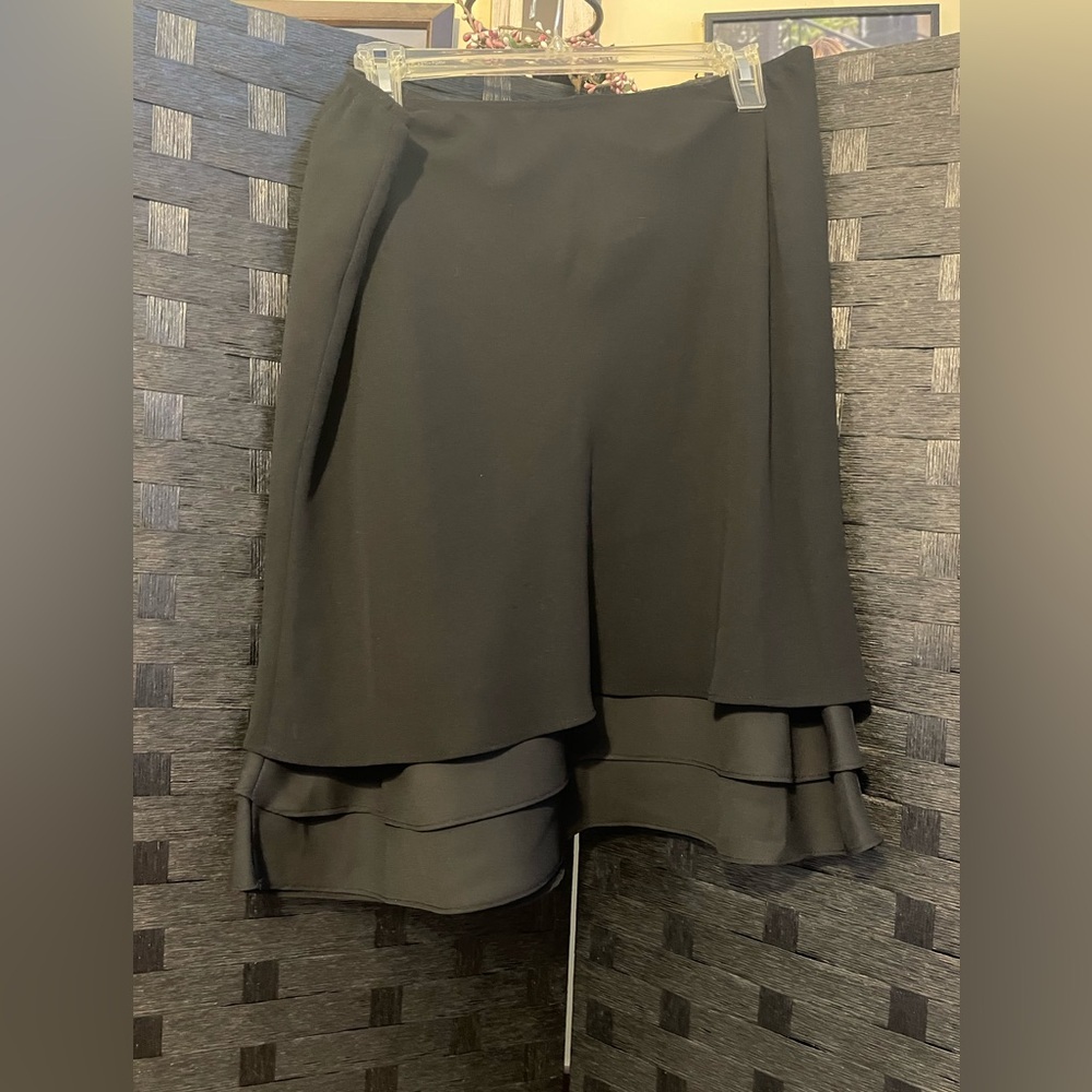 MICHELE Black and Silver Flirty Ruffled layered Hemline Skirt Ladies Size 14 - Picture 3 of 6